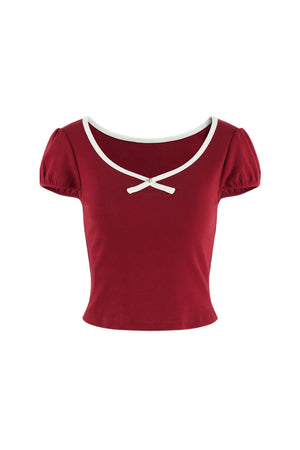 Red Short Sleeve Knit T-Shirt