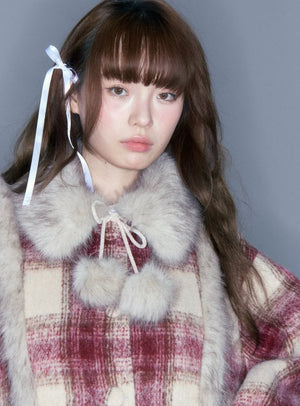 Red Tweed Plaid Long Coat