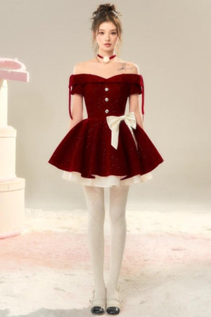 Red Velvet Pom-Pom Necklace