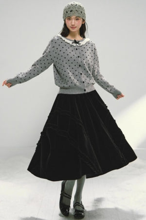 Red Velvet Ruffled Skirt