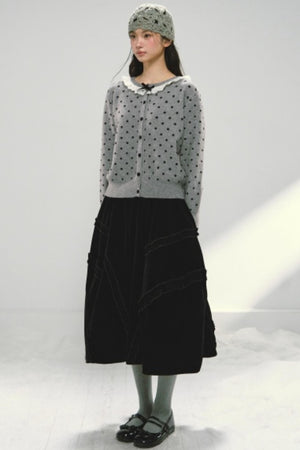 Red Velvet Ruffled Skirt