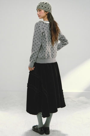 Red Velvet Ruffled Skirt