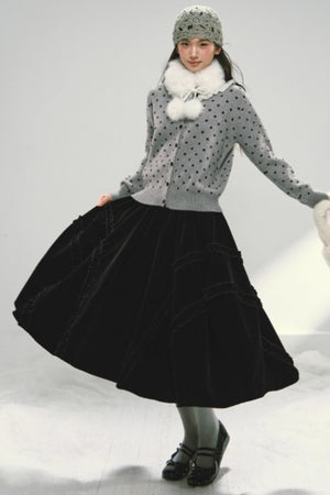 Red Velvet Ruffled Skirt