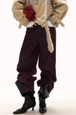 Red Wave Denim Pants