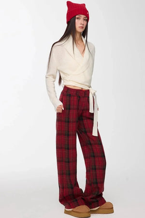 Red Winter Casual Pants