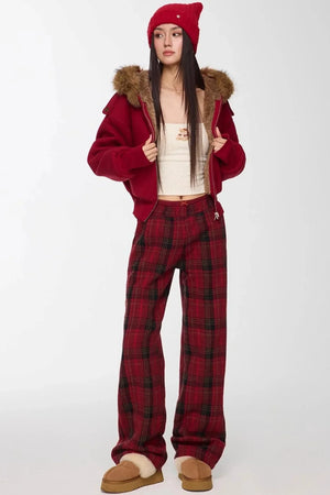Red Winter Casual Pants
