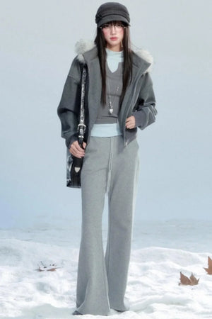 Relaxed Fur Collar Hooded Jacket