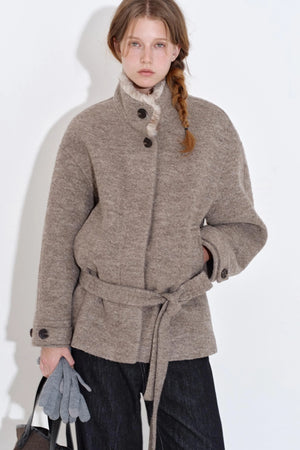 Relaxed Wool Patchwork Tweed Coat Womens Coat