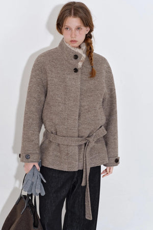 Relaxed Wool Patchwork Tweed Coat Womens Coat