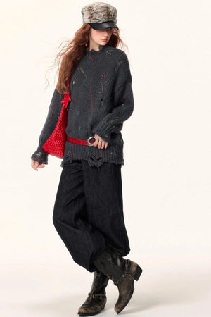 Retro Asymmetric Denim Pants