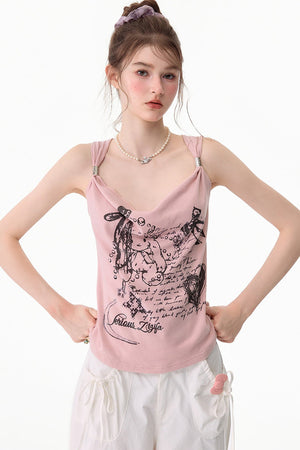 Retro Atmosphere Swing-Neck Camisole