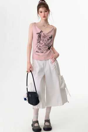 Retro Atmosphere Swing-Neck Camisole