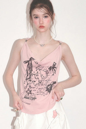 Retro Atmosphere Swing-Neck Camisole
