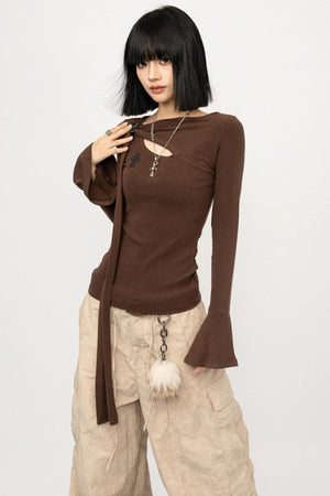 Retro Bell-Bottom Sleeve Top