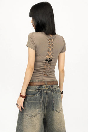 Retro Black Cut Out Top