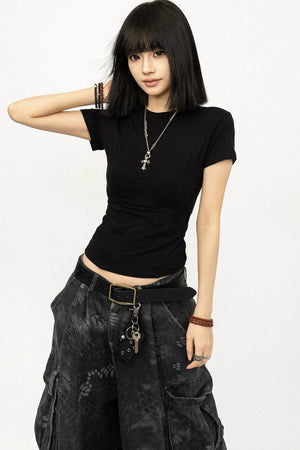 Retro Black Cut Out Top