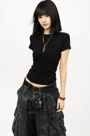 Retro Black Cut Out Top
