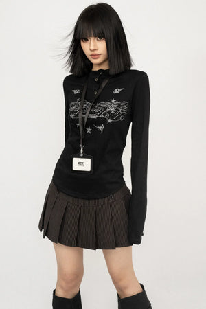 Retro Black Hooded Top