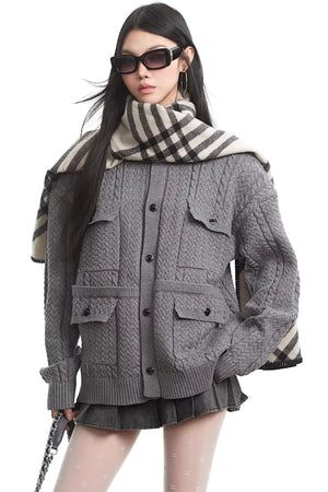 Retro Black Knit Cardigan