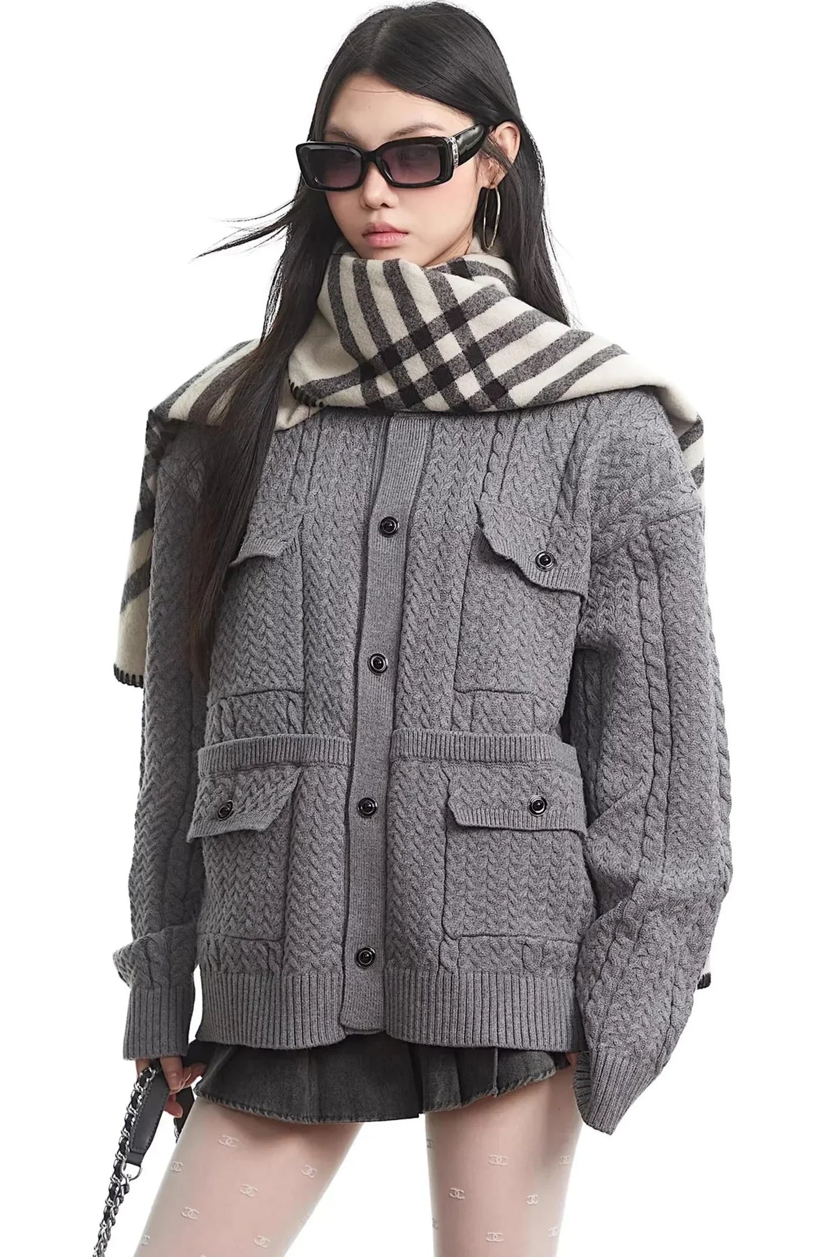 Retro Black Knit Cardigan
