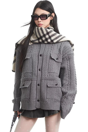 Retro Black Knit Cardigan