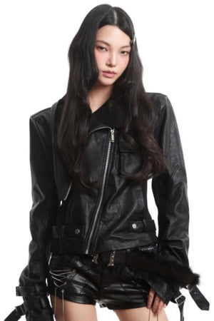 Retro Black Leather Shorts