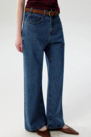 Retro Blue Denim Flared Pants