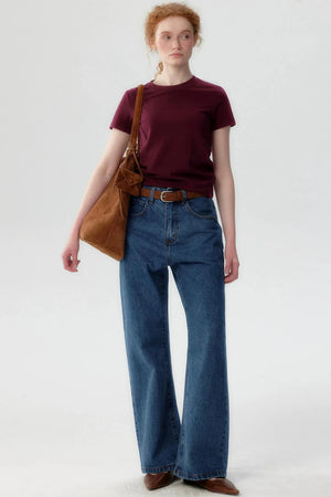 Retro Blue Denim Flared Pants