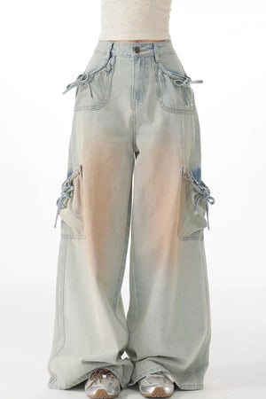 Retro Bow-Knot Denim Pants
