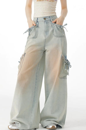 Retro Bow-Knot Denim Pants