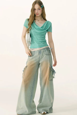 Retro Bow-Knot Denim Pants