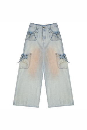 Retro Bow-Knot Denim Pants