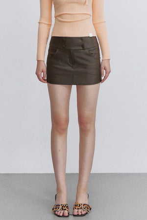 Retro Brown Leather Skirt