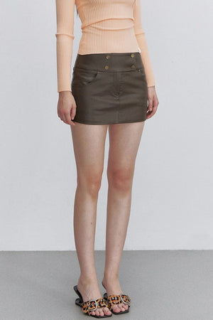 Retro Brown Leather Skirt