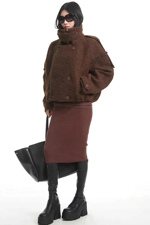 Retro Brown Woolen Coat