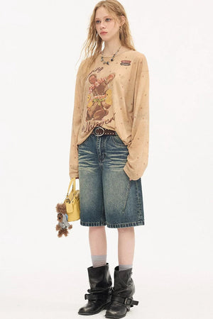 Retro Bunny Polka Dot Long Sleeve Tee