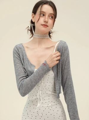Retro Cardigan With Slim Slip Dress Set-Up