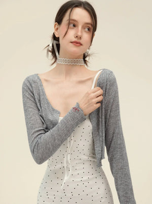Retro Cardigan With Slim Slip Dress Set-Up