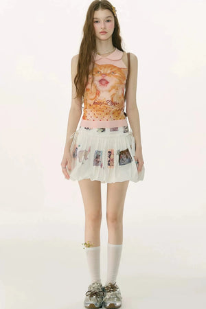 Retro Cat Print Knitted Vest