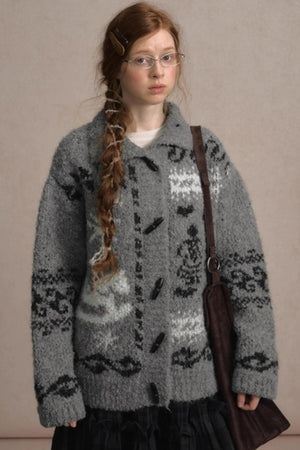 Retro Collegiate Knitted Cardigan