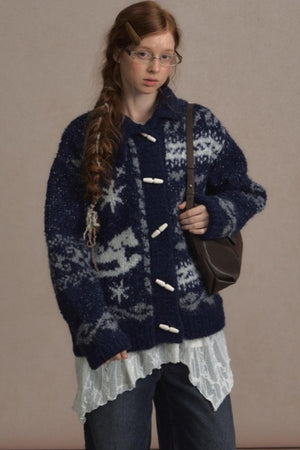 Retro Collegiate Knitted Cardigan