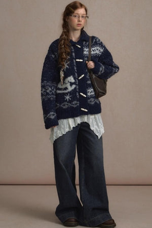 Retro Collegiate Knitted Cardigan
