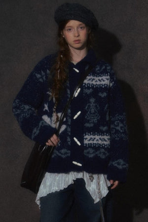 Retro Collegiate Knitted Cardigan