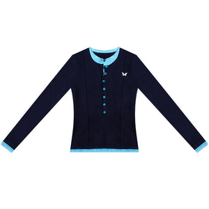 Retro Contrast Fake Two-Piece Knit Top