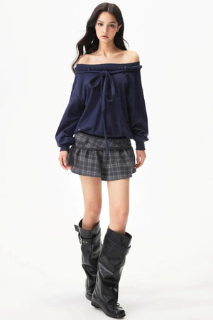 Retro Cotton One-Shoulder Top
