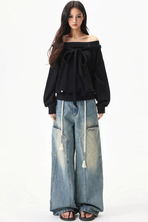 Retro Cotton One-Shoulder Top