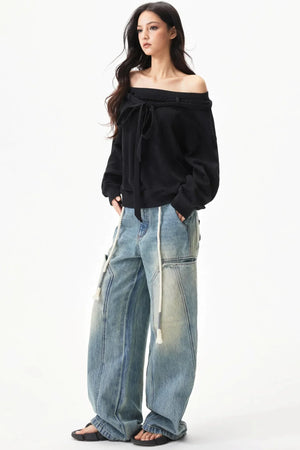 Retro Cotton One-Shoulder Top