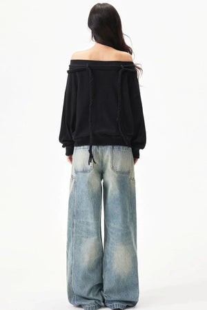 Retro Cotton One-Shoulder Top