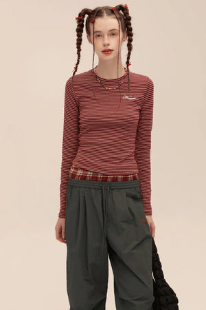 Retro Crew Neck Embroidered Shirt