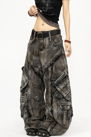 Retro Deconstructed Loose Denim Pants